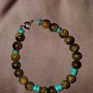 Men'sTiger Eye and Turquoise Bracelet